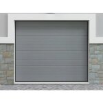 Porte de garage sectionnelle effet rainuré gris avec moteur somfy l254 x h218 cm - noria Porte de garage sectionnelle effet rainuré gris avec moteur somfy l254 x h218 cm - noria