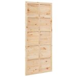 Porte de grange en bois de pin - vidaxl - marron - 90x25x208 cm - bois de pin massif - style rustique ...