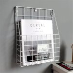 Porte - magazines murale support de rangement mural en mtal pour livres journaux (blanc)