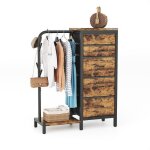 Porte - manteau avec 5 tiroirs 76x30x112 cm ? meuble de rangement v�tements �tag�res gain de place pour ...