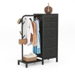 Porte - manteau avec 5 tiroirs 76x30x112 cm ? meuble de rangement v�tements �tag�res gain de place pour ...