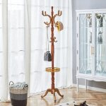 Porte - manteau en bois massif - 195 cm - multi - �quip� - pieds antid�rapants - facile � monter