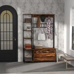 Porte - manteau avec �tag�re � chaussures 10 crochets 3 �tag�res armoire � chaussures rabattable 2 niveaux ...