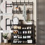 Porte - manteau - flasidu - meuble entr�e - �tag�re � chaussures 5 niveaux - noir - style moderne et ...