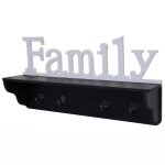 Porte - manteau mural - famille - 4 crochets - bois noir / blanc - 30x60x13cm - design contemporain