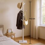 Porte - manteau portant � v�tements en bois support sur pieds avec 8 crochets pour manteaux chapeaux ...