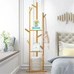 Porte - manteau sur pied en bambou meuble d?entre portant pour vtements chapeaux sacs rangement avec ...