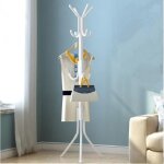 Porte - manteau sur pieds blanc avec 12 crochets - 175cm Porte - manteau sur pieds blanc avec 12 crochets - 175cm