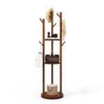 Porte - manteaux sur pied costway - base rotative à 360° 3 etagères de rangement 9 crochets en bois massif ... Porte - manteaux sur pied costway - base rotative à 360° 3 etagères de rangement 9 crochets en bois massif ...