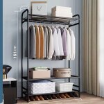 Porte manteau sur pieds mtallique penderie  vtements avec tagre  chaussures pour entre chambre ...