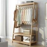 Porte manteau vestiaire rangement chaussures en bambou portants vtements sur pied pour salon chambre ...