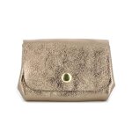 Porte - monnaie cartes 3 couches cuir v�ritable iris� pour femme - taupe