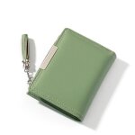 Porte - monnaie en cuir pu pour femmes - funmoon - petit modle  pompon - poche simple - vert