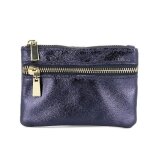 Porte - monnaie - double tree - iris - cuir vritable - femme - bleu