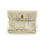 Petit porte - monnaie cartes cuir v�ritable iris� femme format court - dore