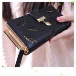 Porte - monnaie femme cuir pu lastique feuille portefeuille court et long