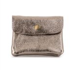 Porte - monnaie femme - double tree - cuir v�ritable iris� - compact �l�gant - taupe