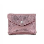 Porte - monnaie femme - double tree - cuir v�ritable iris� - compact �l�gant - rose