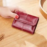 Porte - monnaie funmoon en cuir pour femmes - rouge fonc - petit sac classique