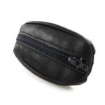 Porte monnaie grain de caf cuir noir (fermeture dessus et dessous)