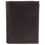 Porte - monnaie homme - excellanc - mod�le vertical - cuir vache noir - surpiq�res rouges - bouton - ...