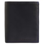 Porte - monnaie homme - sedat - cuir mouton - vertical noir / bleu - bouton pression 8 cartes