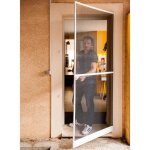 Porte moustiquaire cadre aluminium 215x100cm - r�glable avec poign�e et panneau de renfort - protection ...