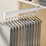 Porte - pantalons coulissant en haut de larmoire avec barres de glissement - [blanc mat]