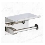 Support papier wc - acier inoxydable - mural - avec �tag�re - r�sistant � la rouille - installation facile ...