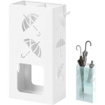 Porte - parapluie rectangulaire woltu - 2 zones s�par�es - 25x15x49cm - 4 crochets - m�tal laqu� - blanc ...