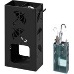 Porte - parapluie rectangulaire woltu - 2 zones s�par�es - 25x15x49cm - 4 crochets - m�tal laqu� - noir ...