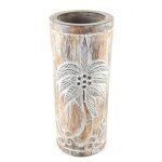 Porte - parapluie ou vase en bois 50cm dcor palmier - marron crus blanc blanc crus