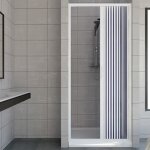 Porte paroi de douche en pvc mod. vergine 130 cm - blanc mat - fum - rversible - pliante