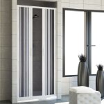 Porte paroi de douche en pvc mod. vergine 140 cm - blanc - ouverture centrale - pliante - fum