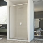 Porte paroi douche - young - 130 cm - verre fum� - aluminium - coulissante