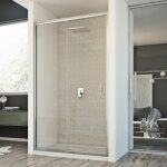 Porte paroi douche - young - 130 cm - verre transparent - coulissante - aluminium