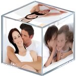 Porte photo - acrylique - photo - cube - 8. 5cm x 8. 5cm - transparent - plastique / r�sine