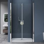Porte pivotante de douche teramo24 120x195cm porte avec 2 portes mecanisme de leve et de baisse verre ...