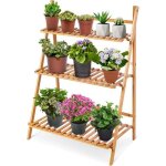 Porte plante � 3 niveaux 70 x 40 x 96cm �tag�res � plantes en bambou �tag�re � fleurs pliante pour balcon ...