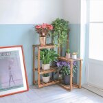 Porte plantes d?angle en bois - tagre echelle  fleurs - - 60 x 60 x 100cm - escalier pour balcon terrasse ...