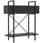 Porte - plante support 2 niveaux m�tal noir 70cm - pour int�rieur et ext�rieur - d�coration salon et ...