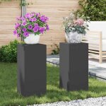 Porte - plante - tablette a roulettes pour plante vidaxl support de plante 2 pcs noir 24 x 24 x 55 cm ...