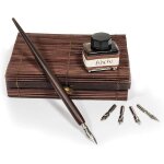 Porte - plume en bois - 5 plumes diffrentes tailles - calligraphie - coffret bambou - online