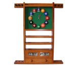 Porte queues billard horloge et compteur teinte chne dor en bois - 97cm x 73cm - couleur:bois