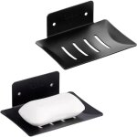 Porte - savon - mural - 2 pcs - noir - acier inoxydable sus 304 - auto - adh�sif