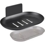 Porte - savon mural auto - adh�sif - vetobiol - acier inoxydable - antirouille - 145 x 9 x 251 cm - noir ...