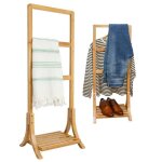 Porte serviette en bambou durable 40x30x102cm sche serviettes sur pied salle