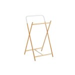 Porte - serviettes en bambou et m�tal blanc 45 x 41 x 83 cm