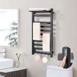 Porte - serviettes chauffant en acier inoxydable montage mural seche serviette electrique noir mat