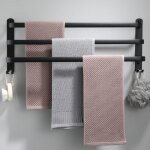 Porte - serviettes mural en aluminium - 3 tages - avec crochets - 50 cm - tanche - noir - pour salle ...